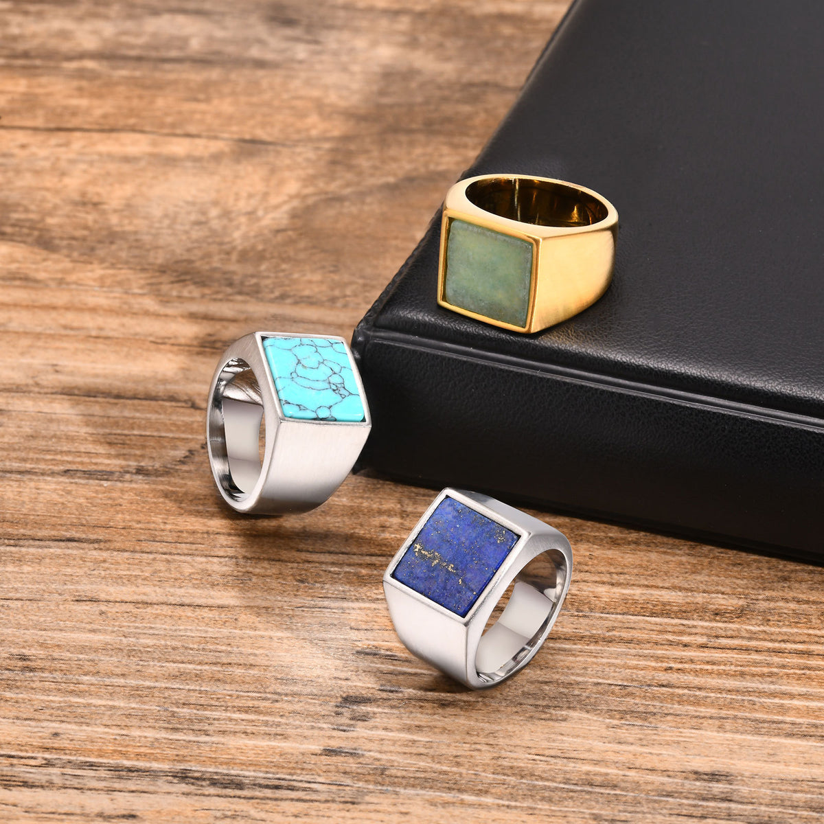 Stainless Steel Several Square Seal Casting Ring Men's