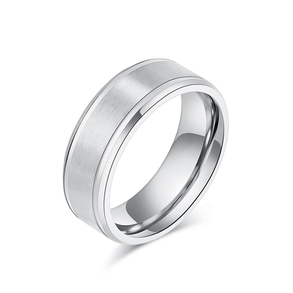 Cold Wind Matte Brushed Titanium Steel Ring for Men Women