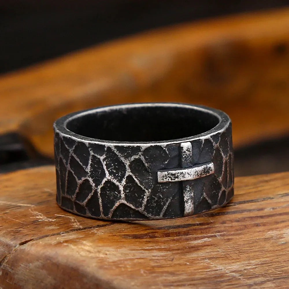 Punk Cross Viking Stainless Steel Men's Ring