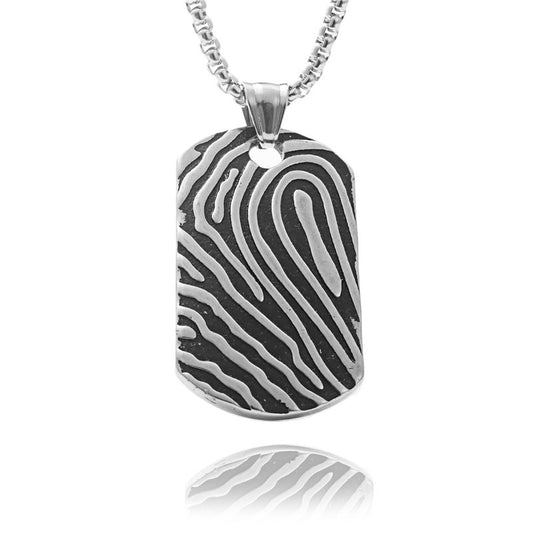 Punk Style Titanium Steel Thread Print Pendant Necklace for Men - Retro Trendy Stainless Steel Design