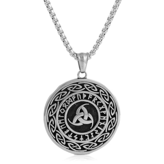 European And American Stainless Steel Irish Flower Pendant Necklace For Men