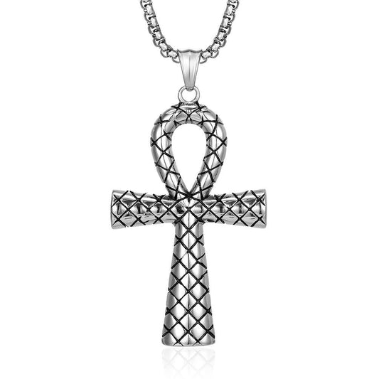 Planderful Personalized Ankh Cross Necklace Titanium Steel Pendant For Egyptology Lovers Gift