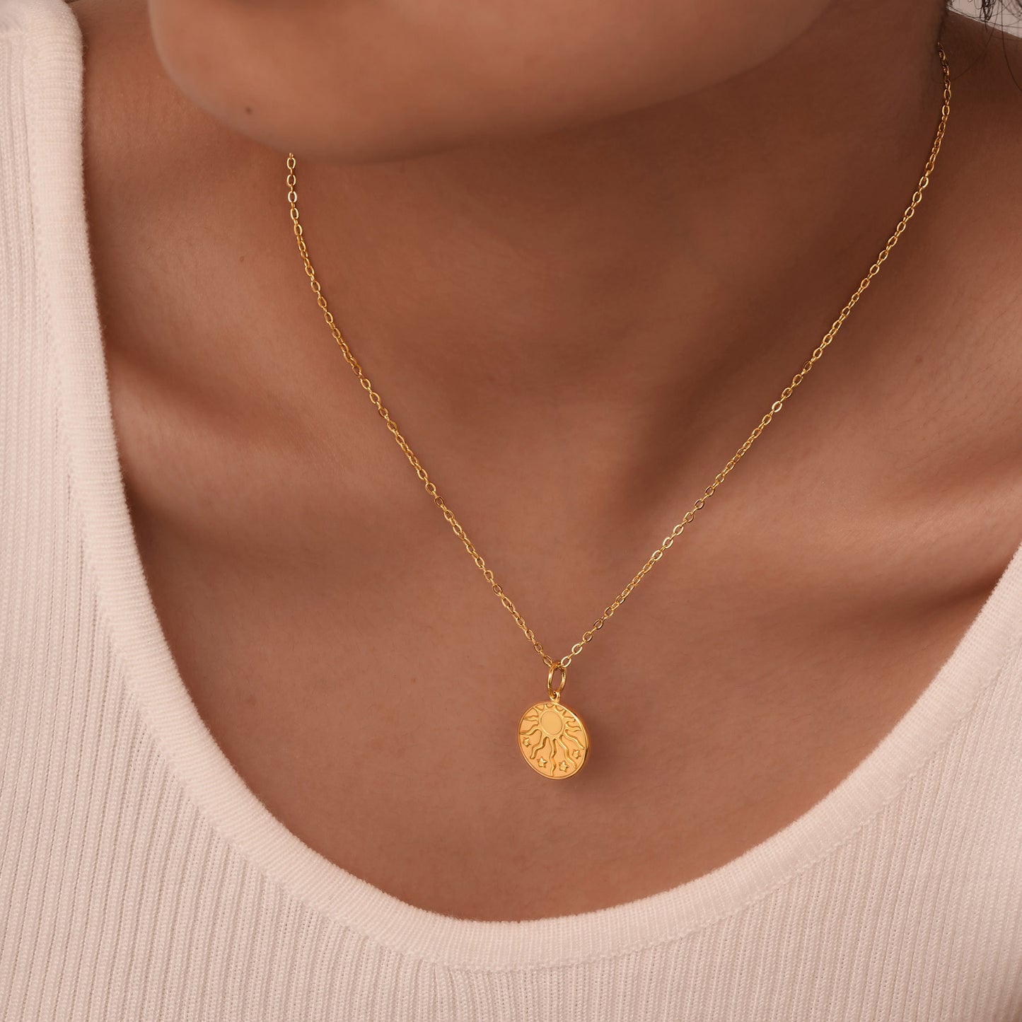 Jewelry Stainless Steel Cross Geometric Angel Pendant Gold Necklace Ladies