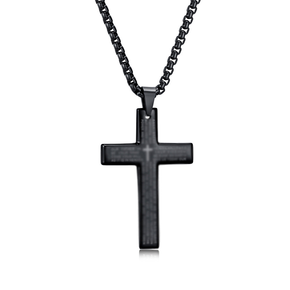 European and American Style Titanium Steel Cross Necklace for Men