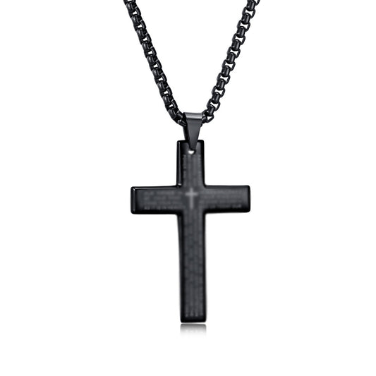 European and American Style Titanium Steel Cross Necklace for Men