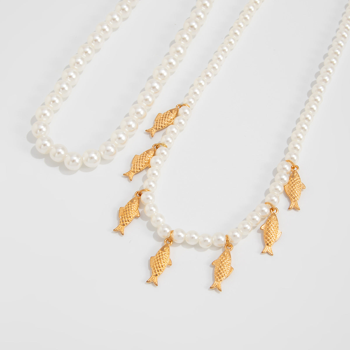 Coastal Fish & Pearl-Style Layered Necklace