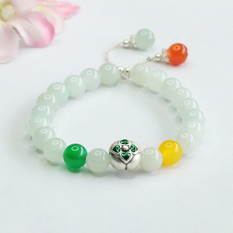 Jadeite Ruyi & Round Bead 8 mm Bracelet