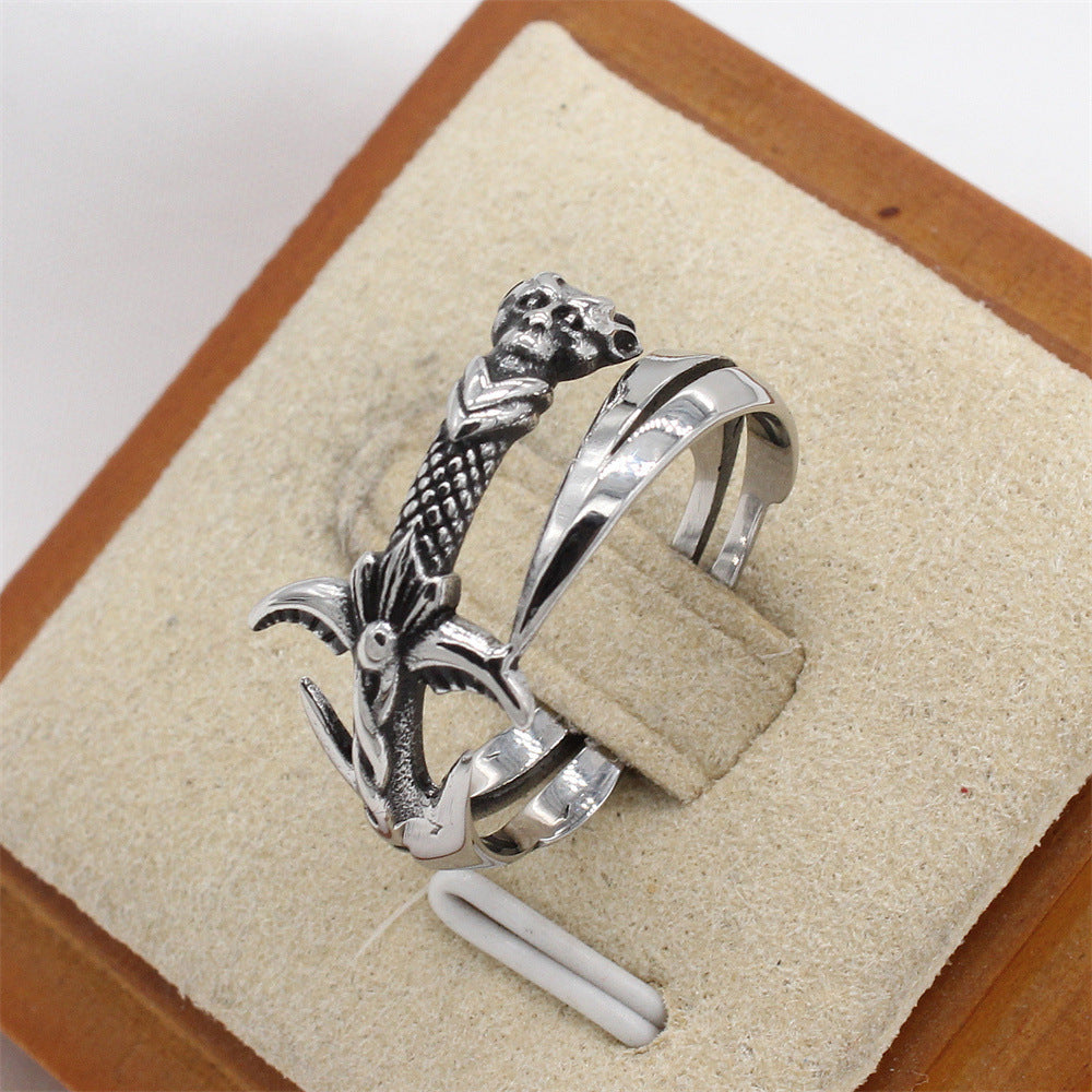 Planderful Titanium Steel Ring Unisex Sword Theme For Gamers Premium Retro Combat Accessory