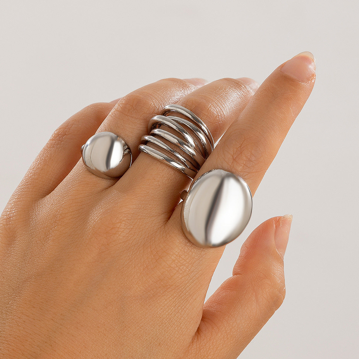 Planderful Vienna Verve Geometric Metal Ring For Fashion Forward Adults With Irregular Lava Texture