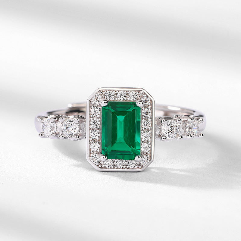 Planderful Classic Lab-Grown Emerald Sterling Silver Ring – Style 2