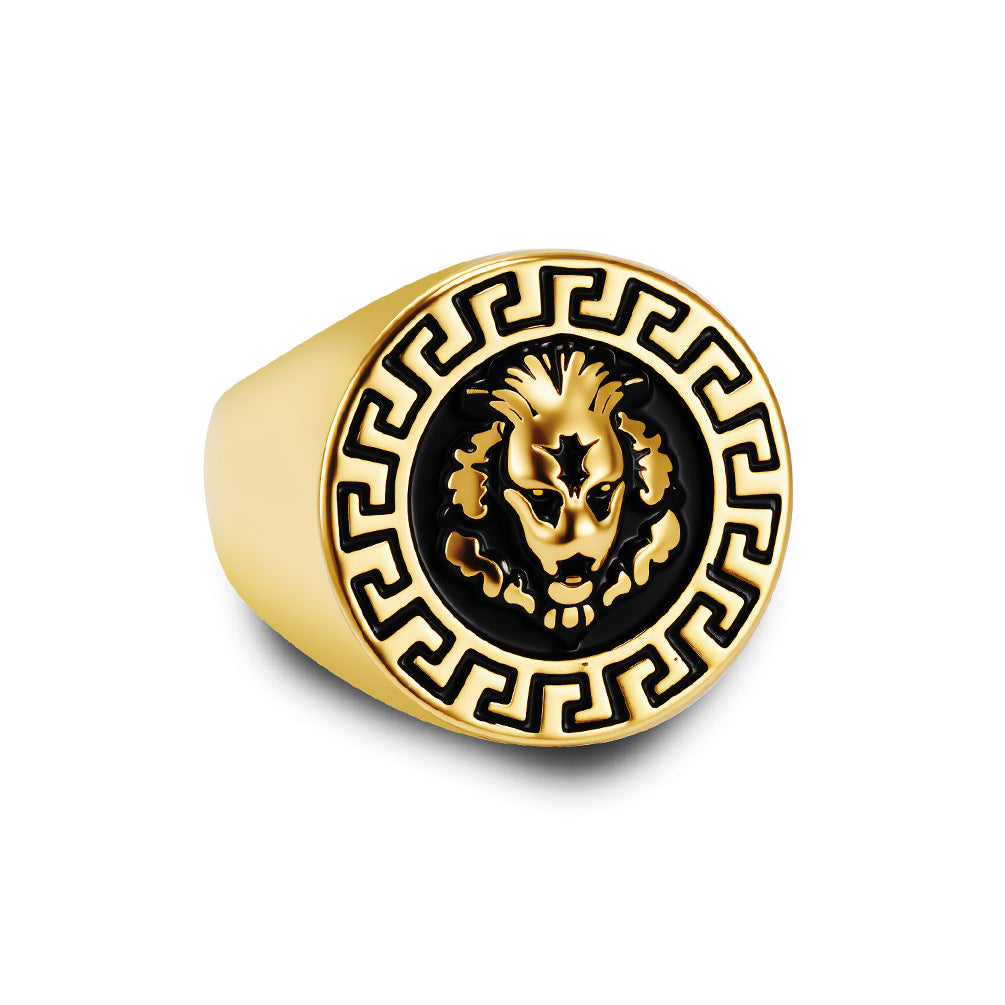Planderful Men Stainless Steel Ring Lion Head Hip Hop Style