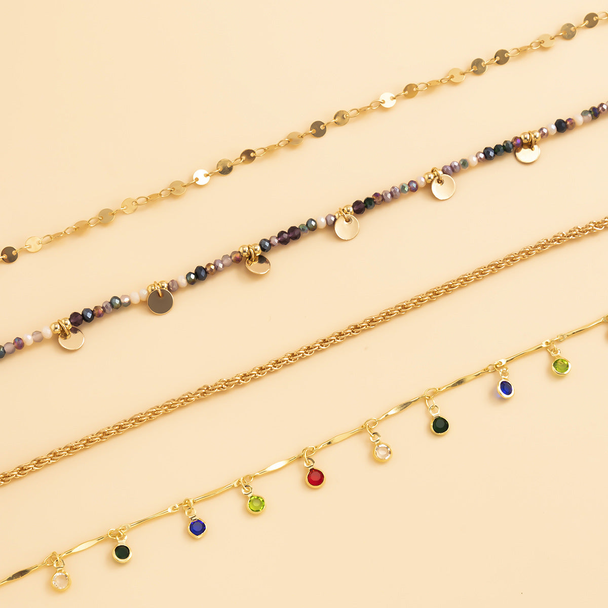Ethnic Crystal-Style Fringe Necklace Set