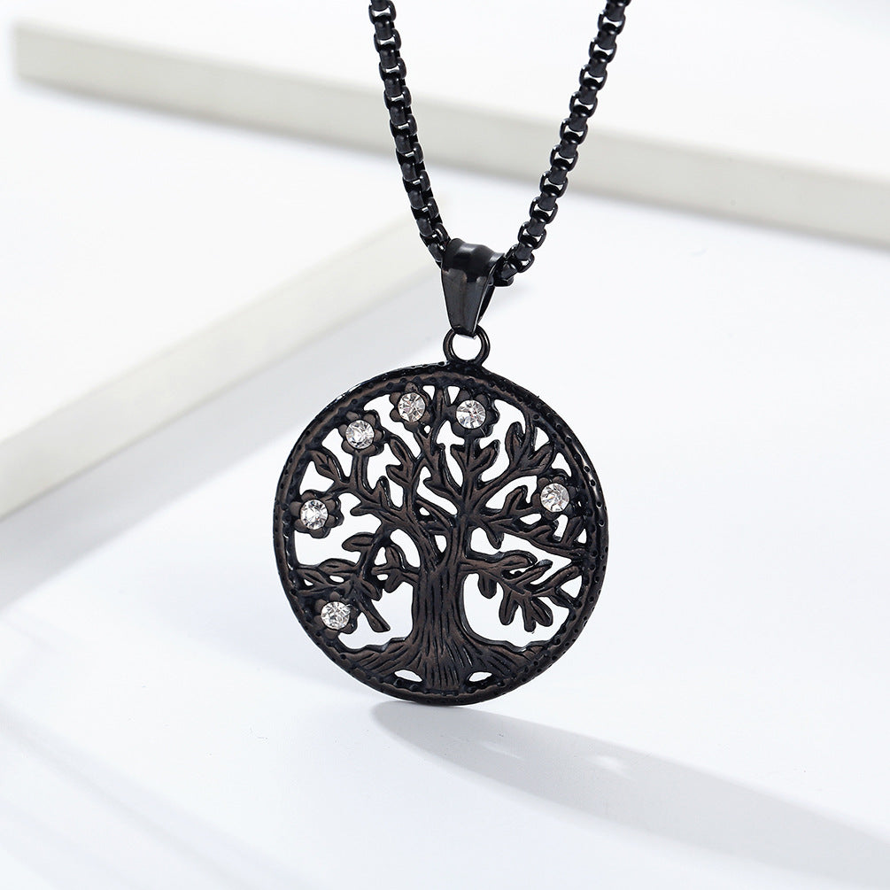 Planderful Celtic Tree Of Life Necklace For Modern Hipster Style Enthusiasts Durable Steel Pendant
