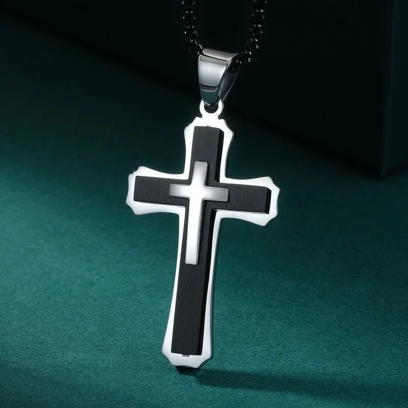 Punk Cross Stainless Steel Men's Pendant Necklace
