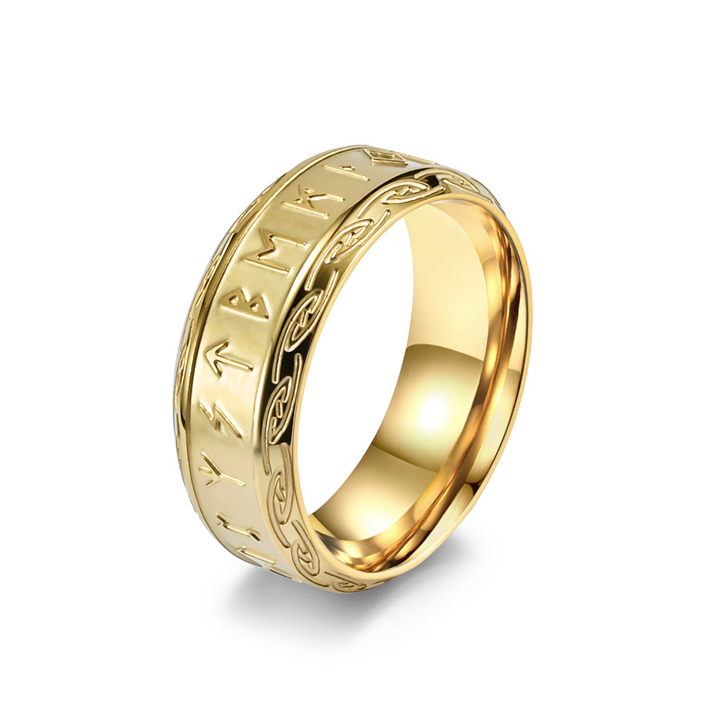 Planderful Viking Rune Luhn Ring Silver Titanium Steel For Men Personalized Hand Jewelry