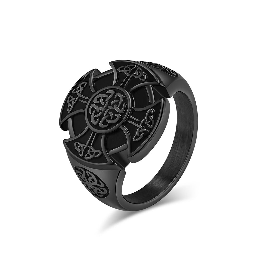 Nordic Viking Eternal Triangular Knot Titanium Steel Ring