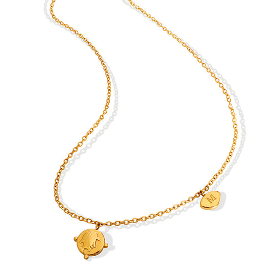 French Style Geometric Necklace with 18K Gold Plating - Hip-Hop Fashion Titanium Steel Jewelry