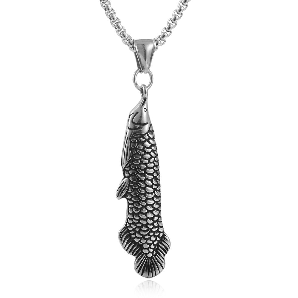 European And American Stainless Steel Golden Arowana Pendant
