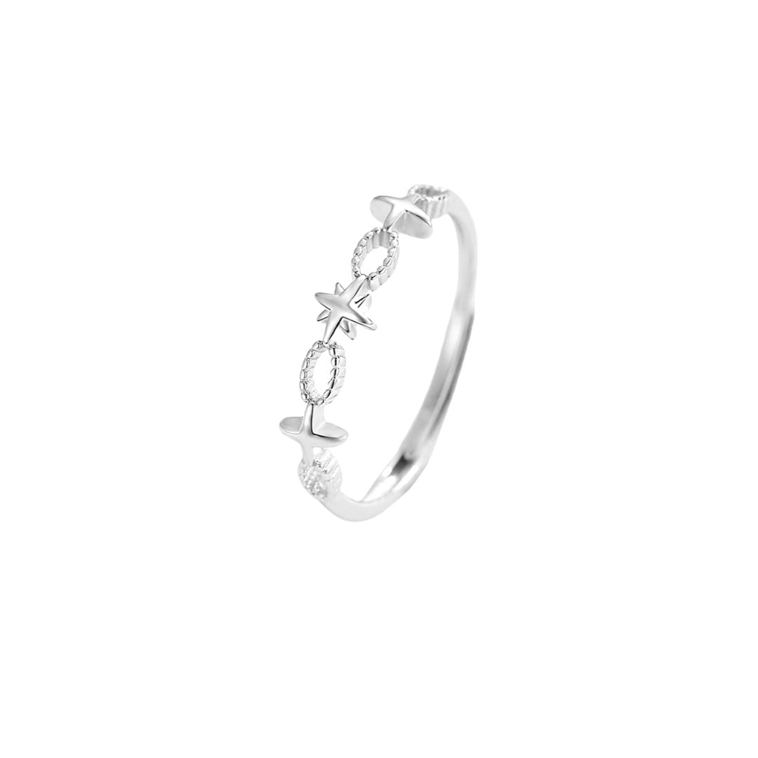 Planderful Sterling Silver Hollow Star Ring For Women Retro Inspired Adjustable Opening Tail