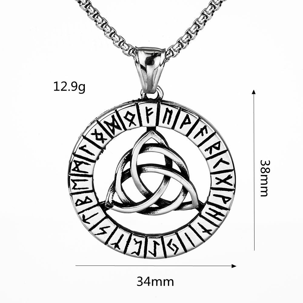 Planderful Norse Legacy Titanium Steel Rune Pendant Necklace For Men Viking Celtic Knot Jewelry