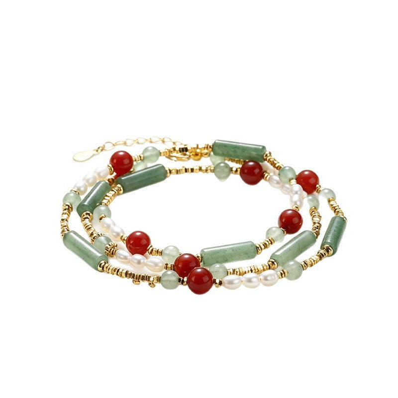 Freshwater Pearl & Aventurine Multi-Wrap Bracelet
