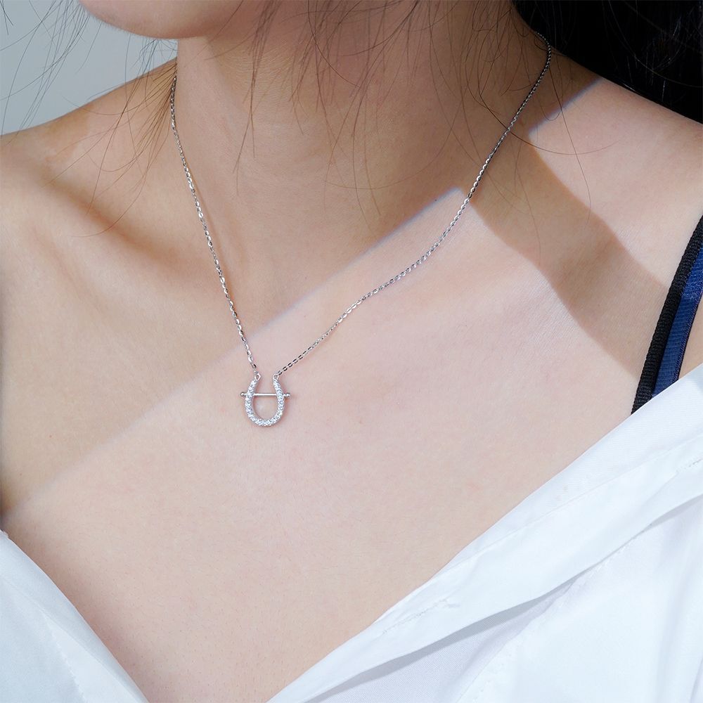 Niche Design Sense S925 Sterling Silver U-Shaped Horseshoe Necklace