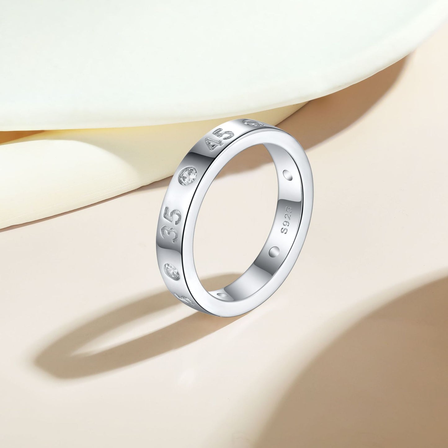 Cross-Border New Personalized 925 Sterling Silver Lucky Number Ring