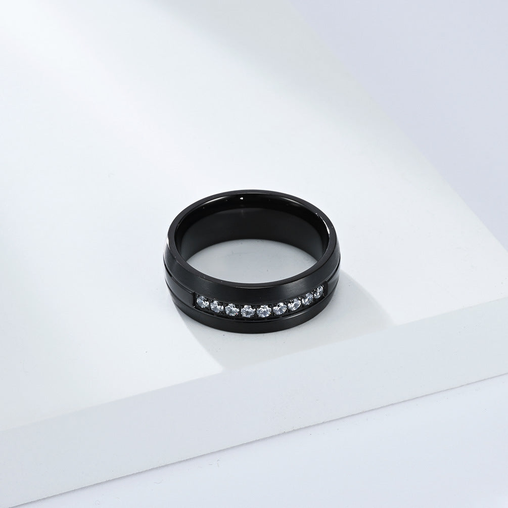 Planderful Titanium Zircon Ring For Men And Women Matte