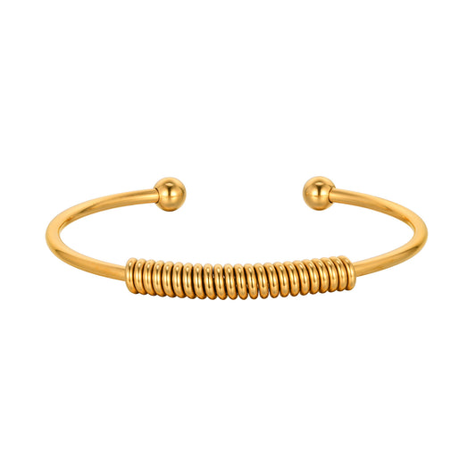 Stainless Steel Spring Element Opening Bracelet Gold Lady