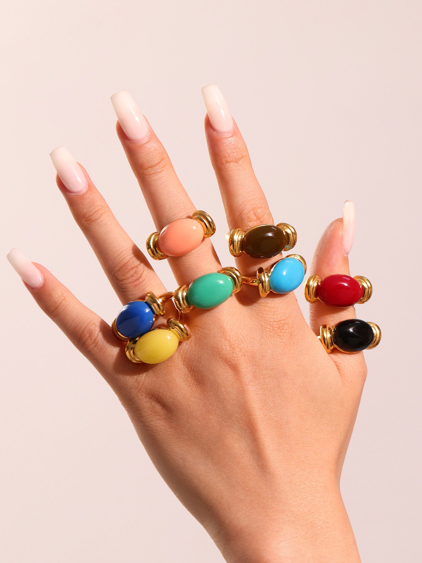 Planderful Oval Resin Ring Candy Color Women Fashion
