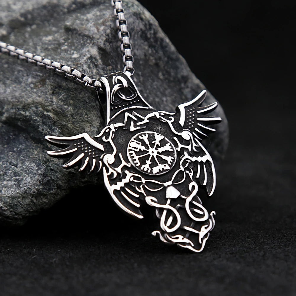 Vintage Viking Compass Stainless Steel Men's Pendant Necklace