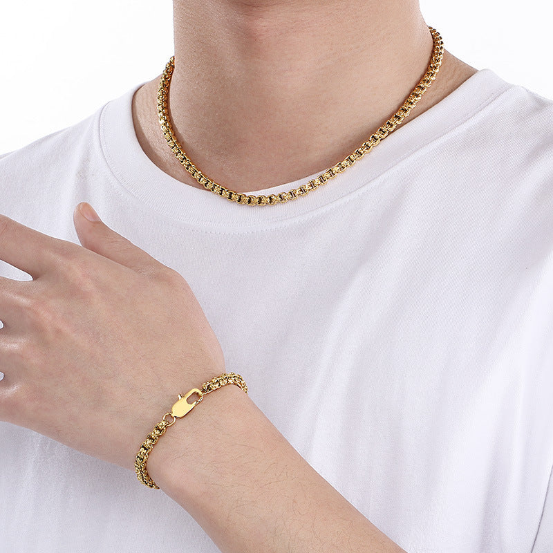 Hip Hop Stainless Steel Bracelet For Men Pearl Design