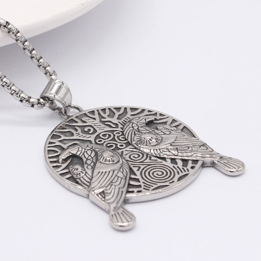 Viking Crow Titanium Steel Pendant For Men And Women Unisex Protection Statement Planderful Everyday Genie