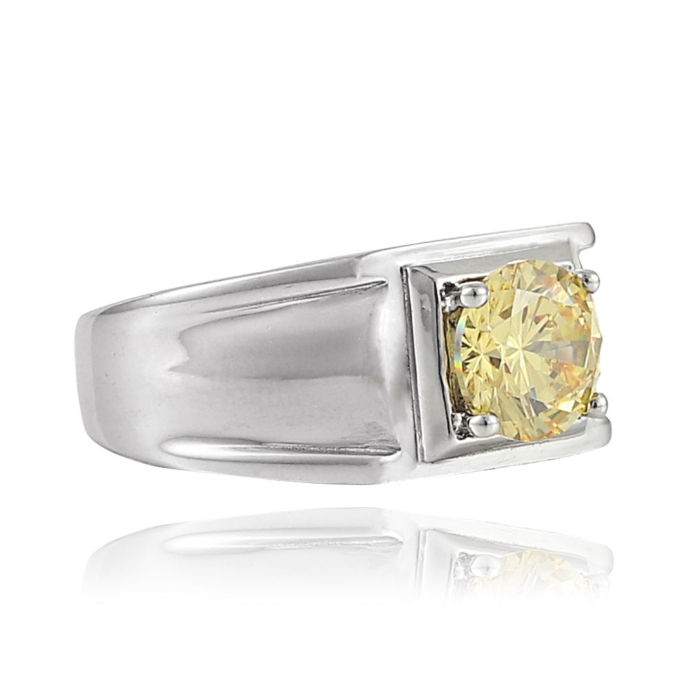 Trendy Titanium Steel Multicolor Gemstone Ring for Men and Women - Fashionable Everyday Wear