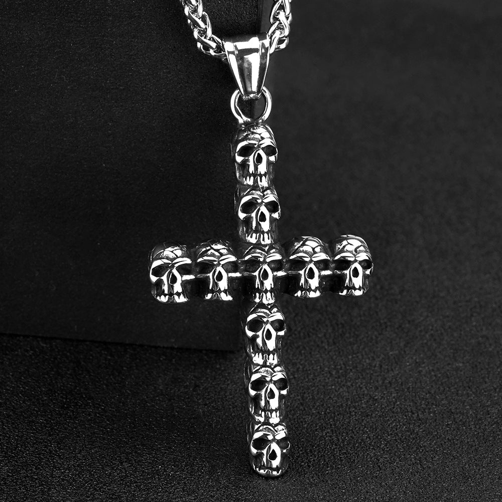 European And American Retro Men's Jewelry Skull Cross Pendant Necklace