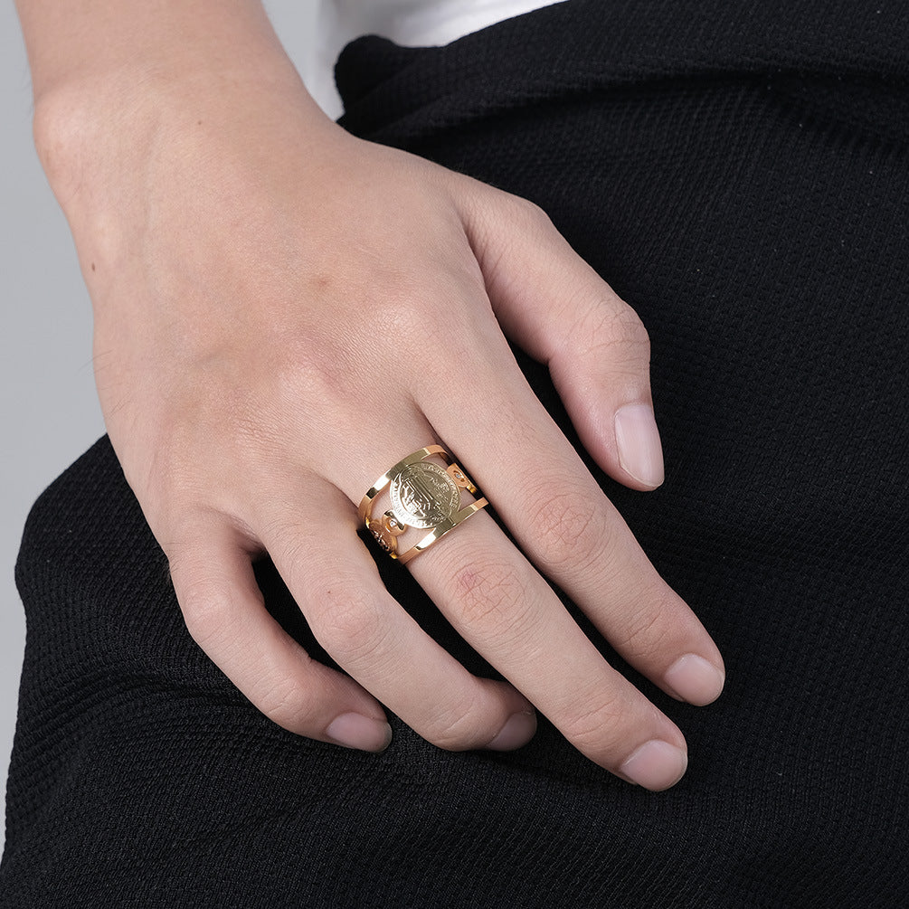 Saint Benedict Stainless Steel Ring for Men
