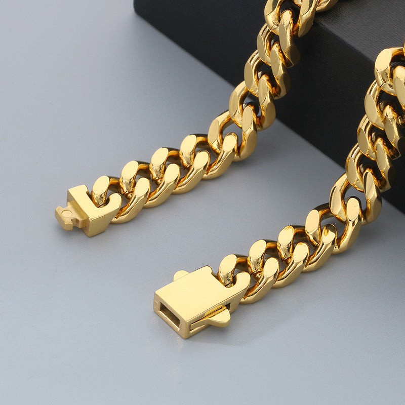 Titanium Steel Cuban Chain Men's Bracelet Polished Four-Sided Grinding Hand Available