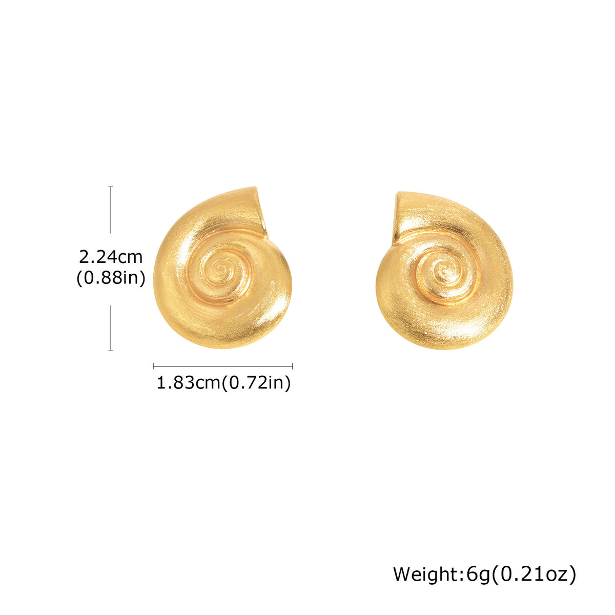 Matte Gold-Tone Spiral Shell Stud Earrings