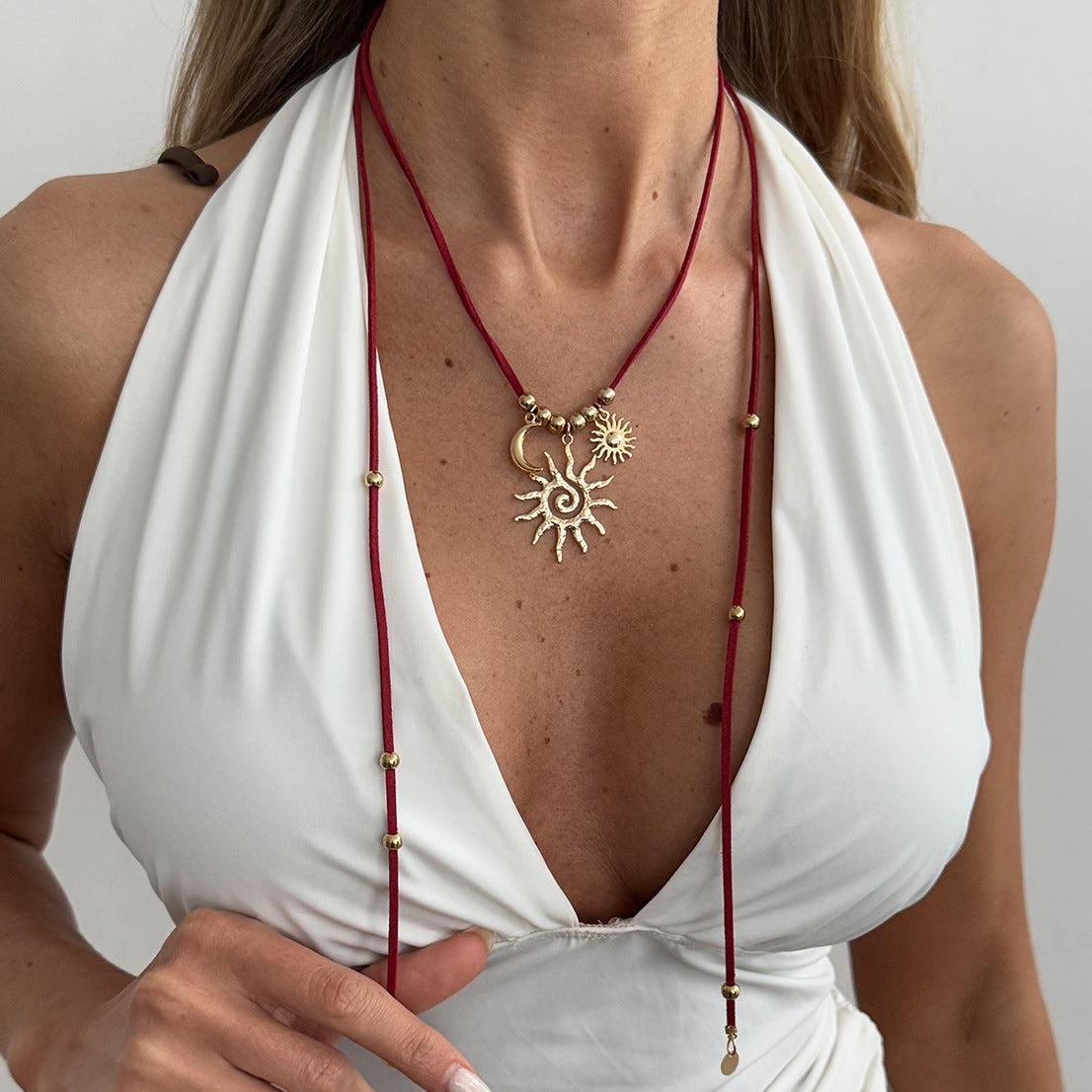 Sun Crescent Beaded Vacation Necklace