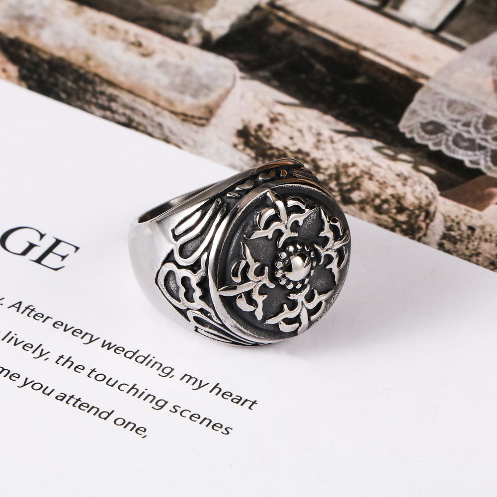 Retro European American Titanium Steel Hip Hop Ring For Men