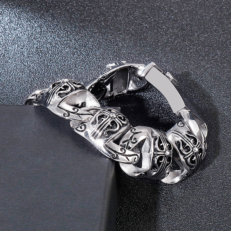 Skull Series Men's Titanium Steel Bracelet - Retro Style Statement Piece