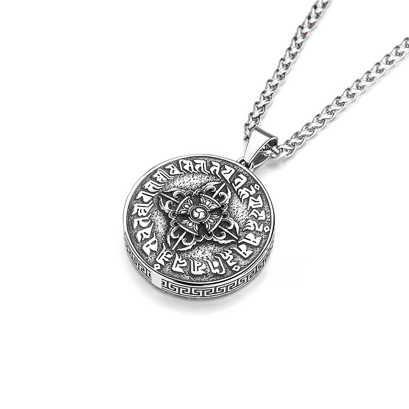 Titanium Steel Necklace – Elegant Chinese Style Wutai Mountain Longwuye Lucky Item