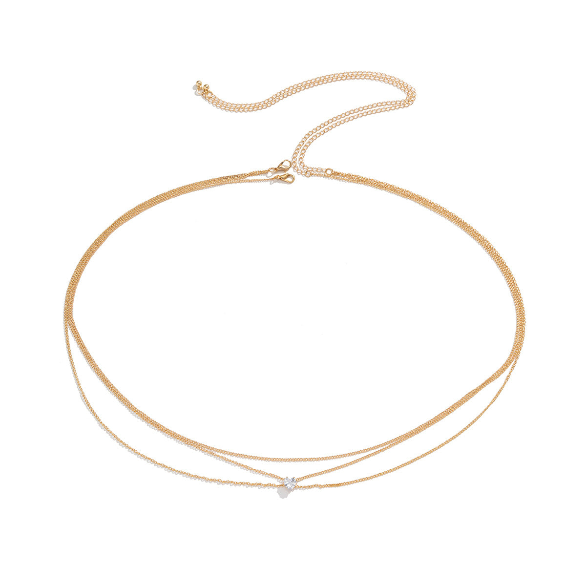 Heart-shaped Zircon Multi-layer Body Chain with Chainmail Waist Necklace