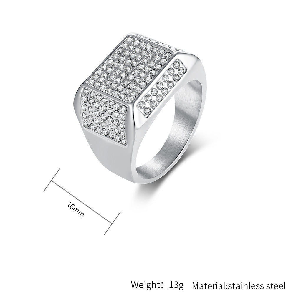 Planderful Collection Everyday Genie Ring Titanium Steel 18K Gold Plated Premium Zircon Unisex Jewelry