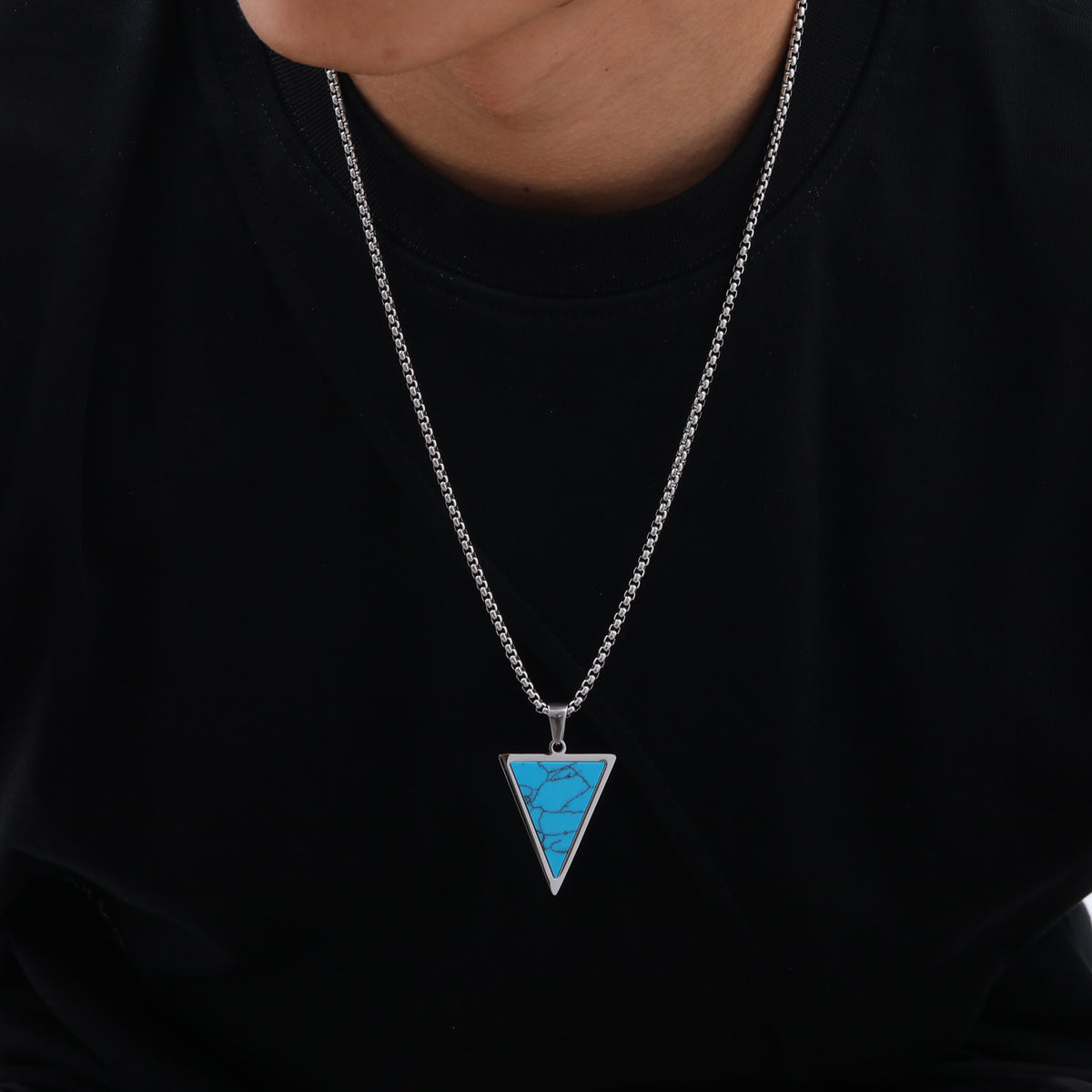 Turquoise Geometric Stainless Steel Necklace for Men