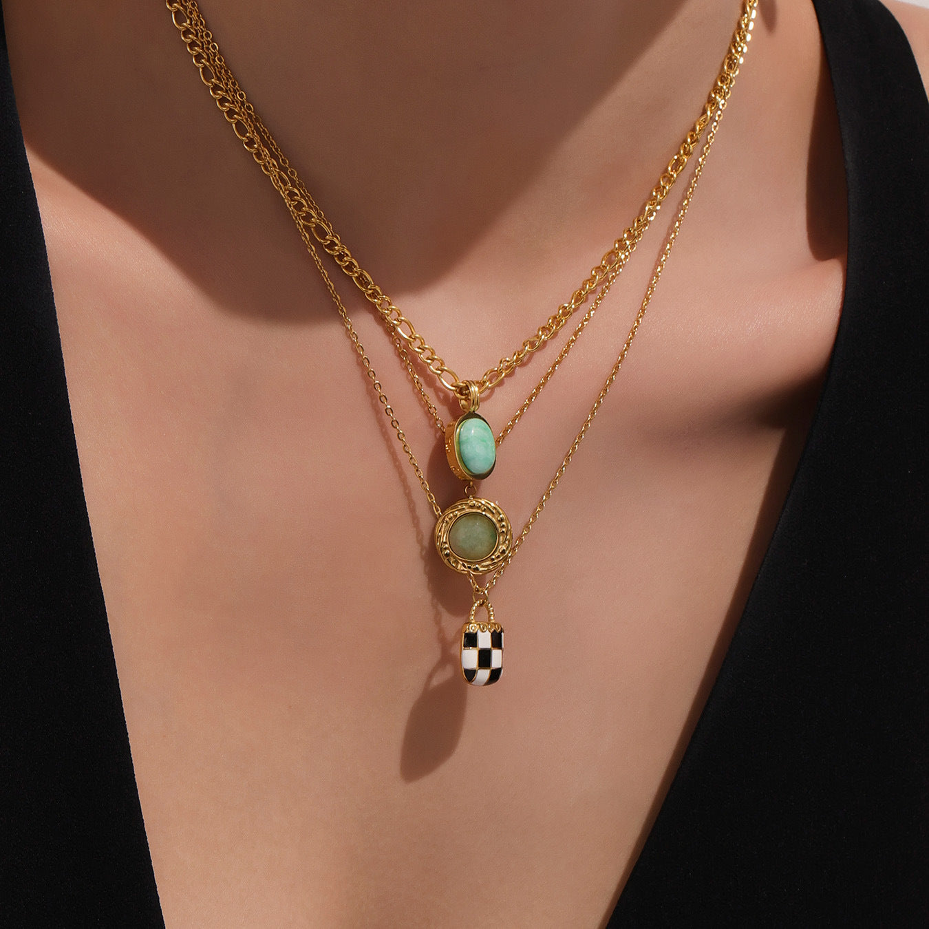 Planderful Turquoise Oval Pendant Necklace For Women