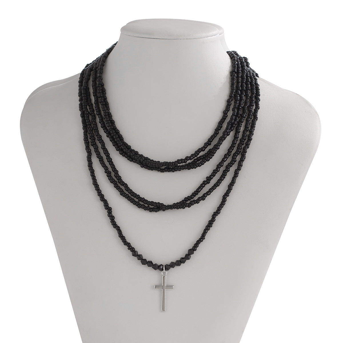 Gothic Beaded Necklace For Alternative Style Fans Planderful Vienna Verve Multi Layered Cross Statement