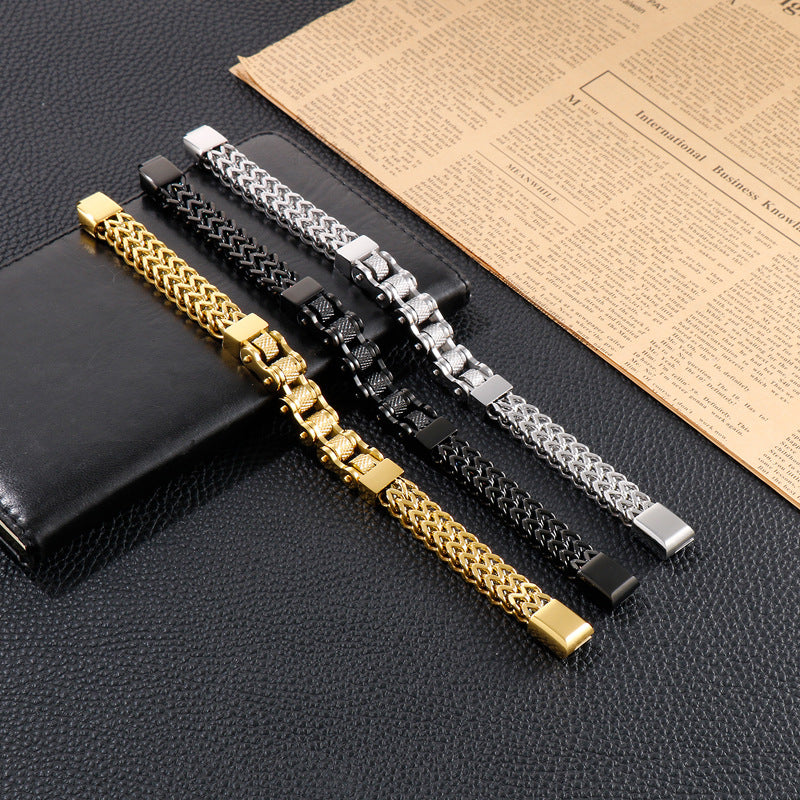 Men's Titanium Steel Electroplated Bicycle Bracelet - Hipster Chain Design in European and American Rock Style