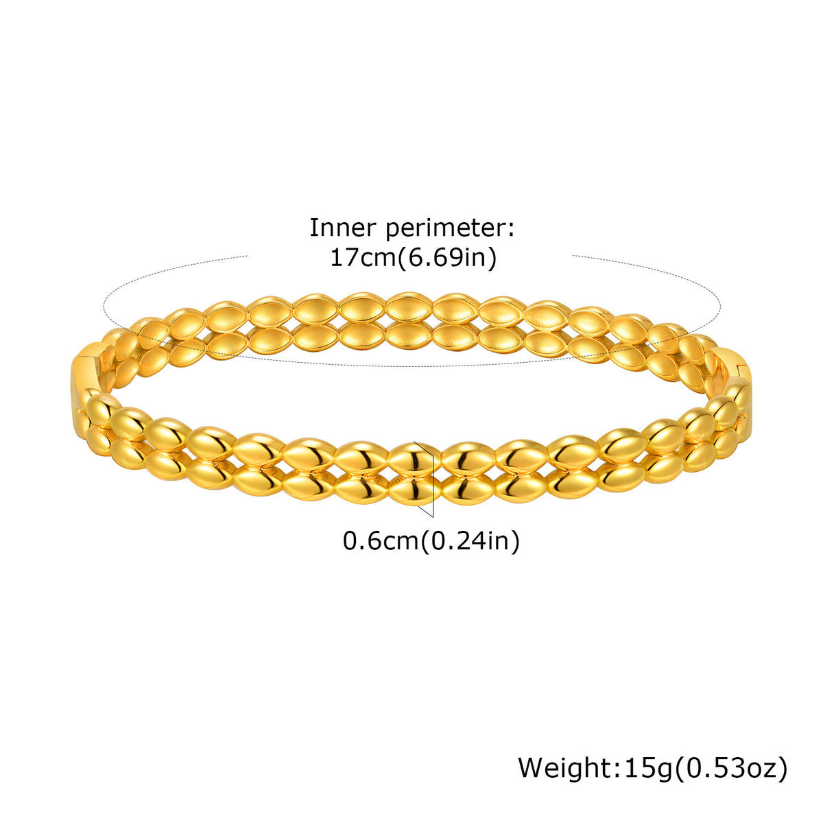 Zircon Geometric Gold-Plated Stainless Steel Bracelet for Women