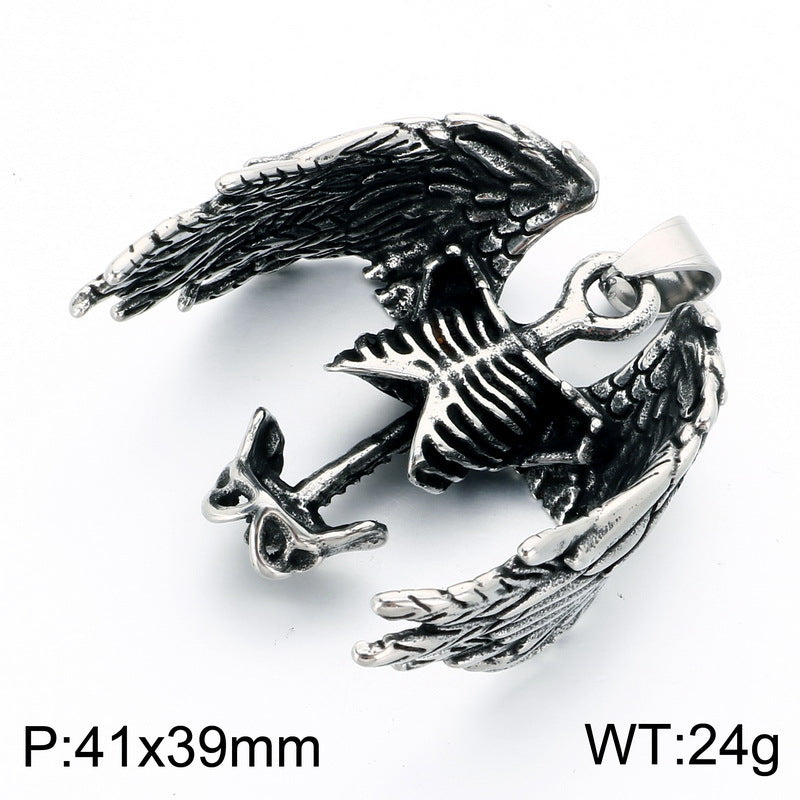 Punk Subculture Mourning Bones Angel Pendant Judgment Angel Stainless Steel Men's Pendant Necklace